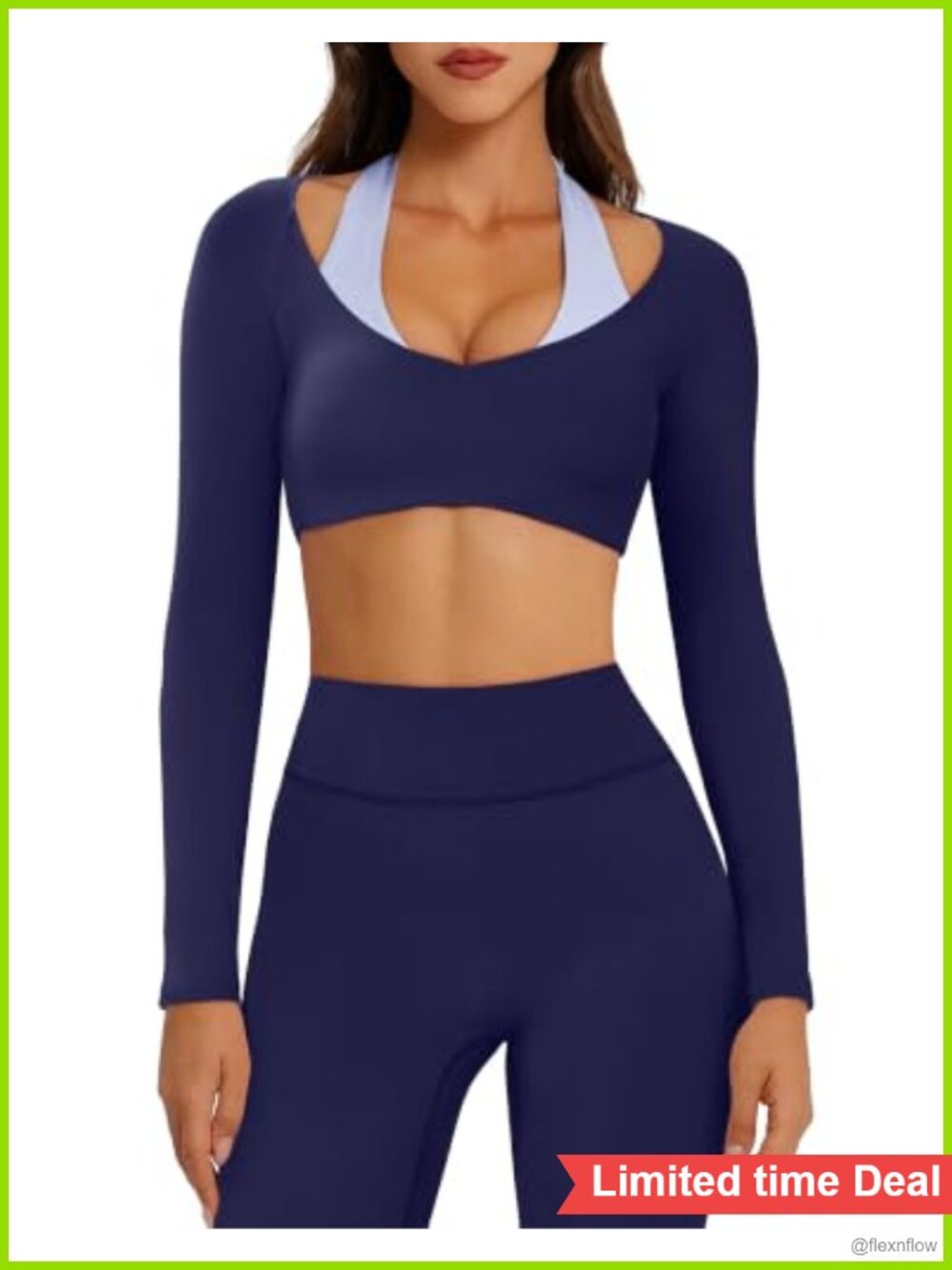 2 Piece Long Sleeve Crop Top & Leggings Workout Set
